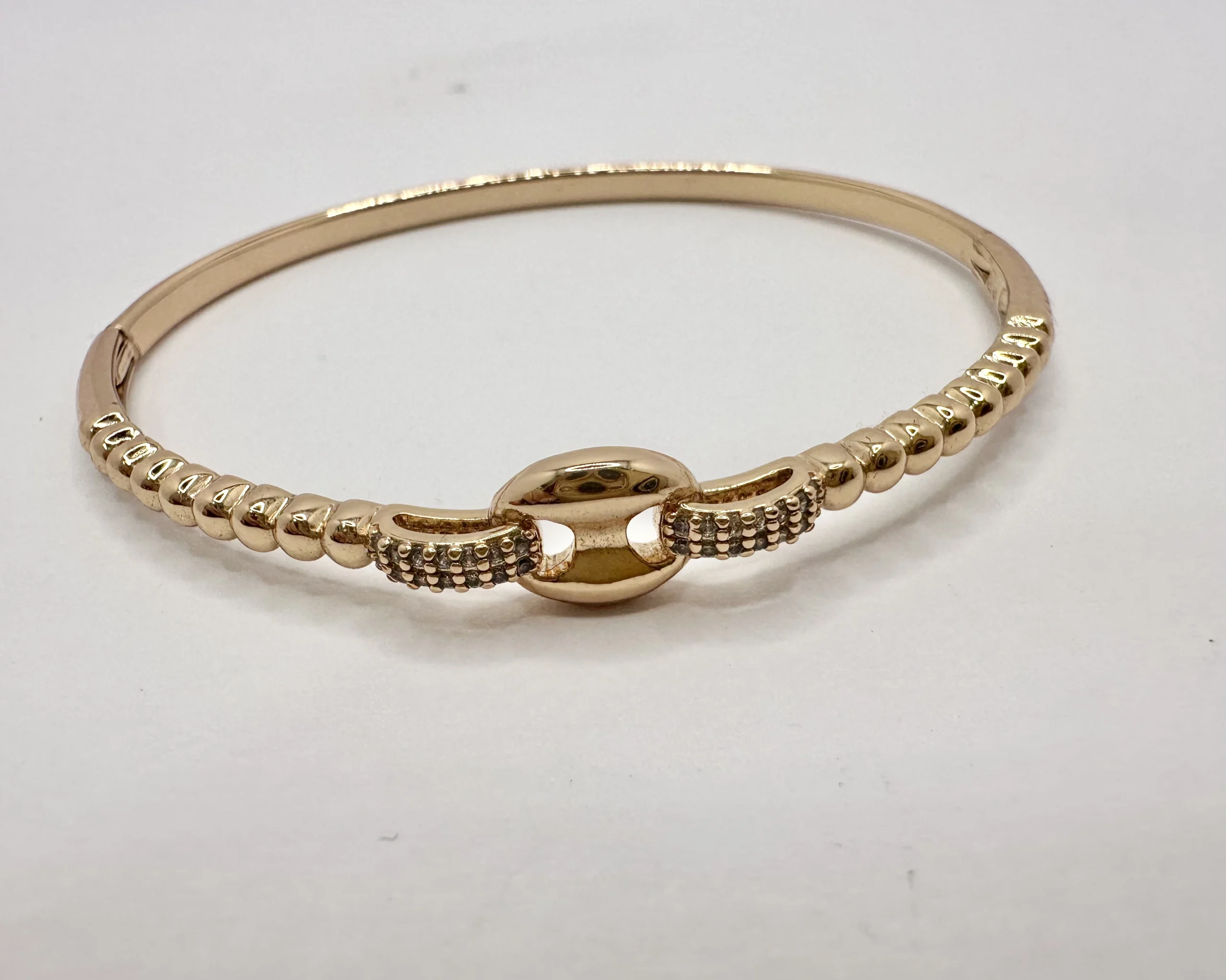 Rose Gold Chain-Link & Crystal Ring Bangle | Xuping 14K | Zeray