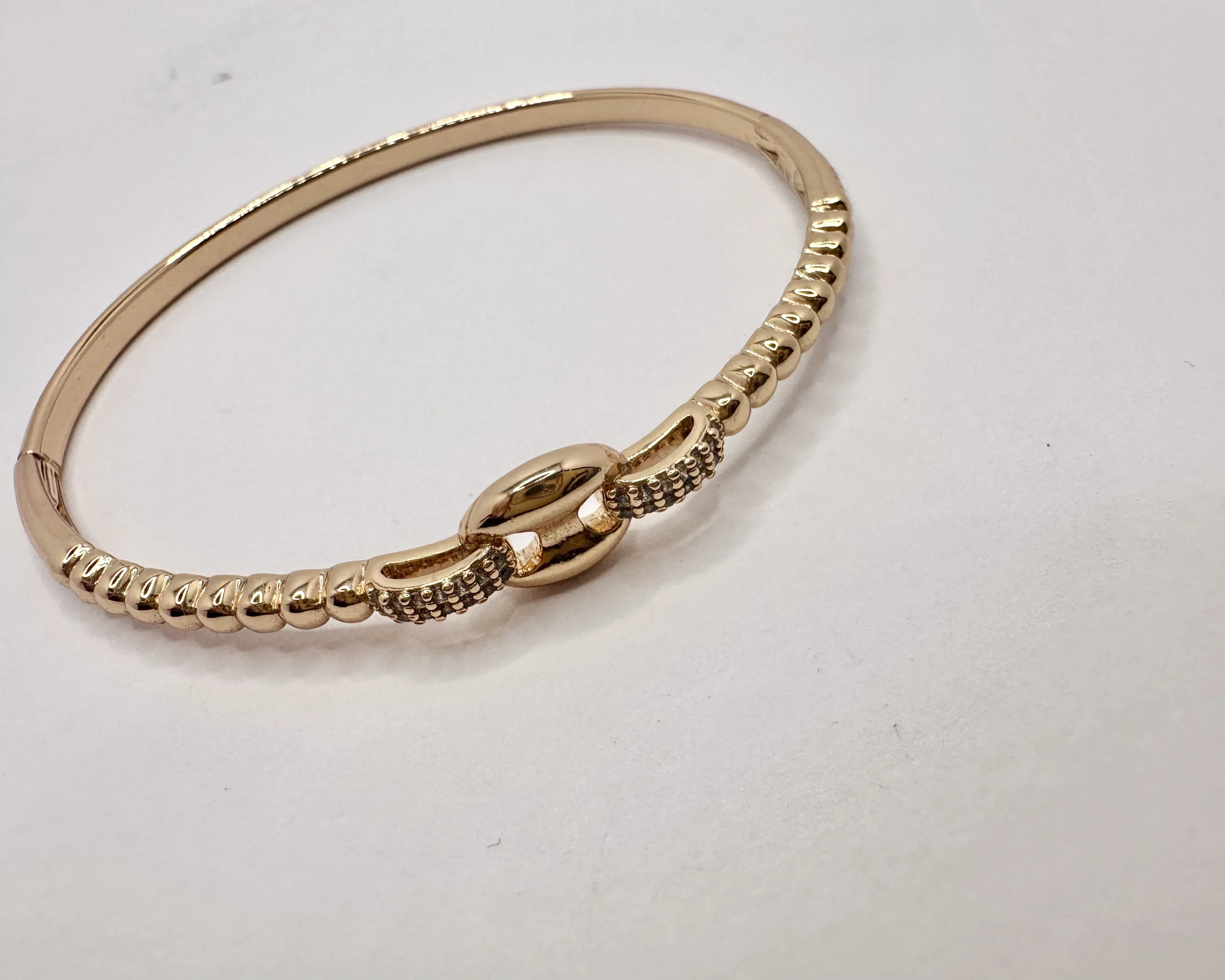 Rose Gold Chain-Link & Crystal Ring Bangle | Xuping 14K | Zeray - Image 2