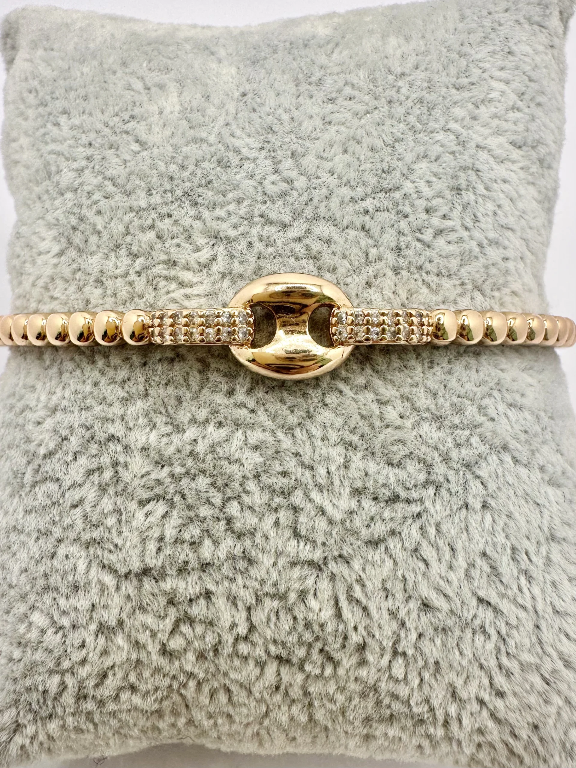 Rose Gold Chain-Link & Crystal Ring Bangle | Xuping 14K | Zeray - Image 3