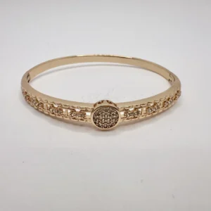 Rose Gold Pavé Disc Bangle | Watch-Strap Texture | Xuping 14K | Zeray