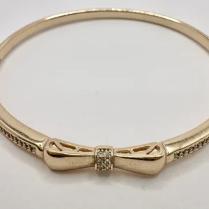 Rose Gold Bow Bangle with Crystal Pavé Arms | Xuping 14K | Zeray