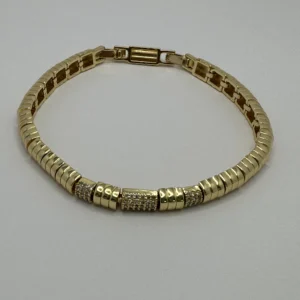 18K Gold Plated Silver Alternating Ball Bracelet | Crystal Pavé | Zeray
