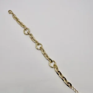 18K Gold Plated Mixed Texture Oval Link Bracelet | Chunky Chain | Zeray