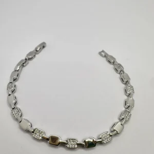 18K Gold Plated Silver Alternating Square Pavé Link Bracelet | Zeray