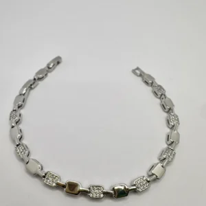 18K Gold Plated Silver Alternating Square Pavé Link Bracelet | Zeray