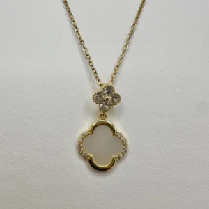 18K Gold Plated Double Clover MOP Pendant Necklace | Zeray