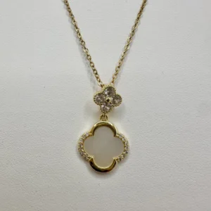 18K Gold Plated Double Clover MOP Pendant Necklace | Zeray